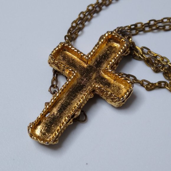 Vintage Metal Decorative Cross Necklace 23 Inches - Picture 9 of 14